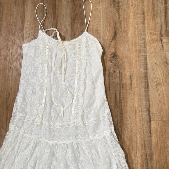 Vintage Jessica McClinktock Lace Drop Waist Slip Maxi Dress Ethereal Coquette S - Picture 5 of 12